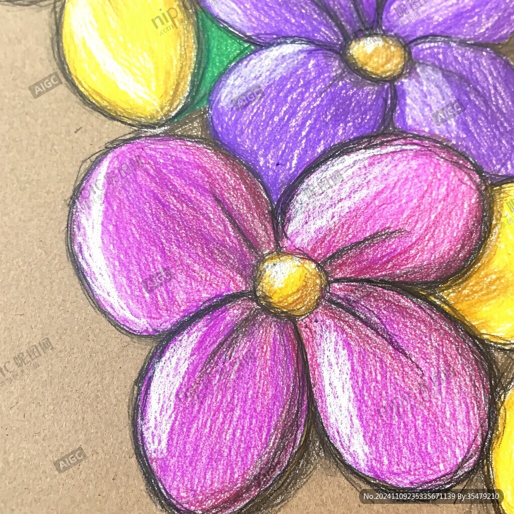 花卉蜡笔画