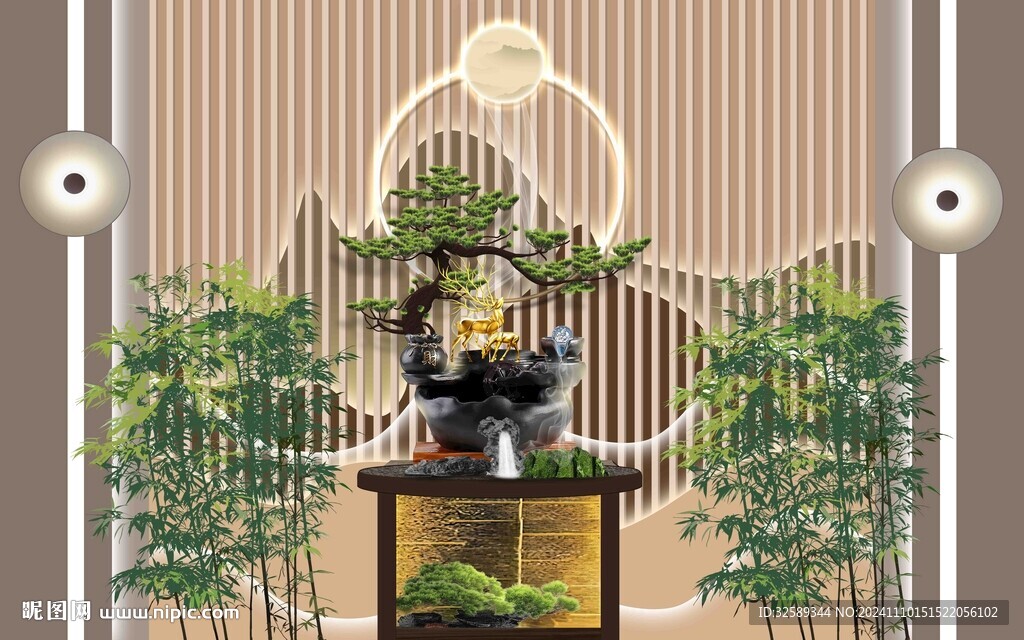 新中式背景墙 