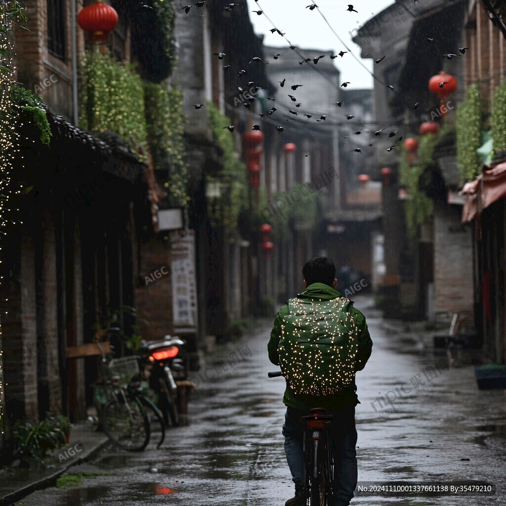 古街阴雨天