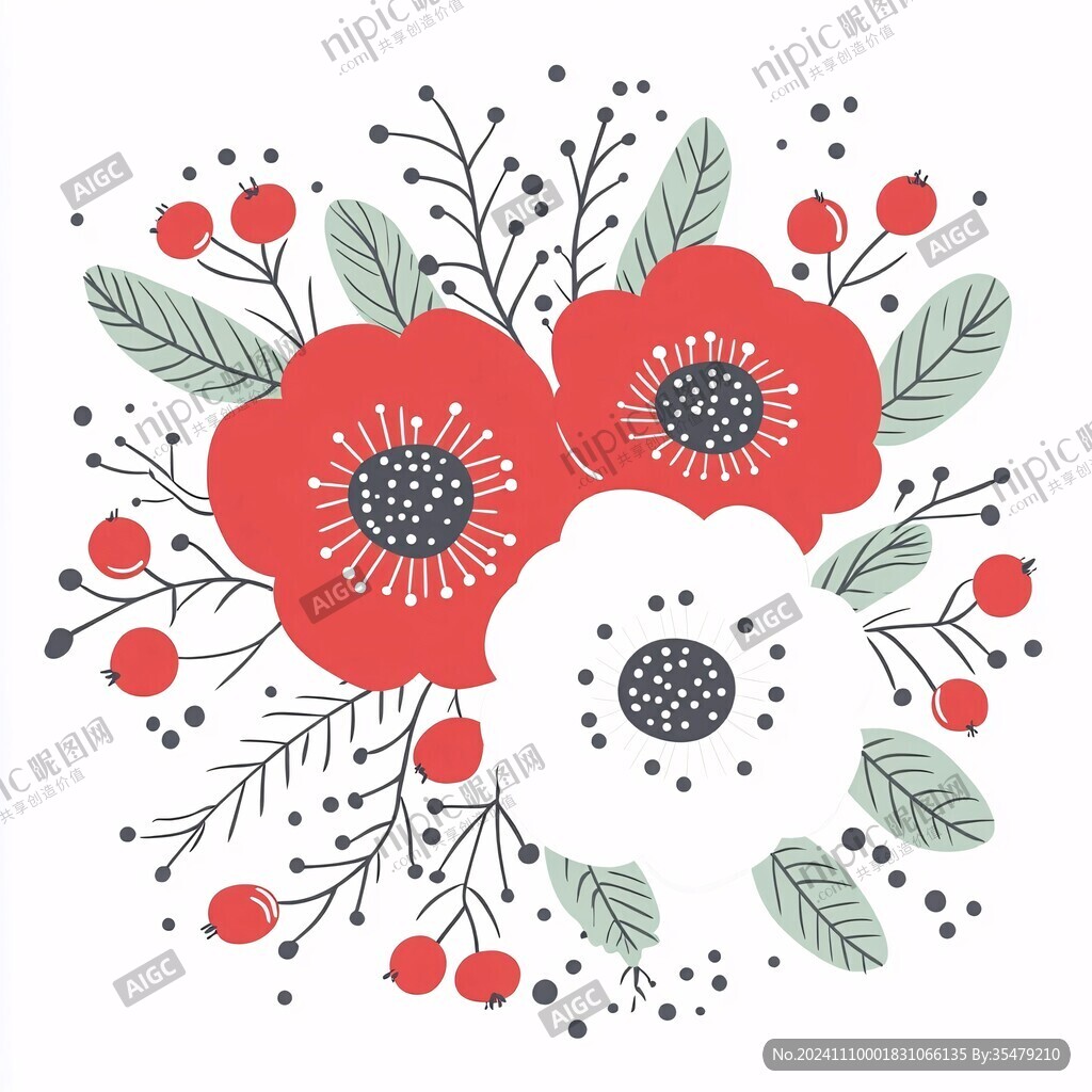 红色花朵插画
