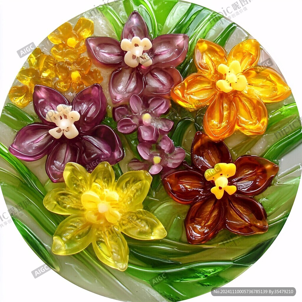 3d浮雕缤纷花卉