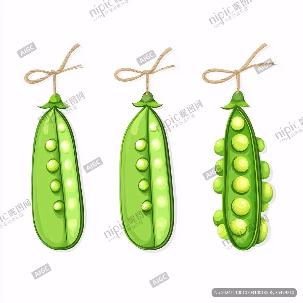 手绘黄豆豆荚