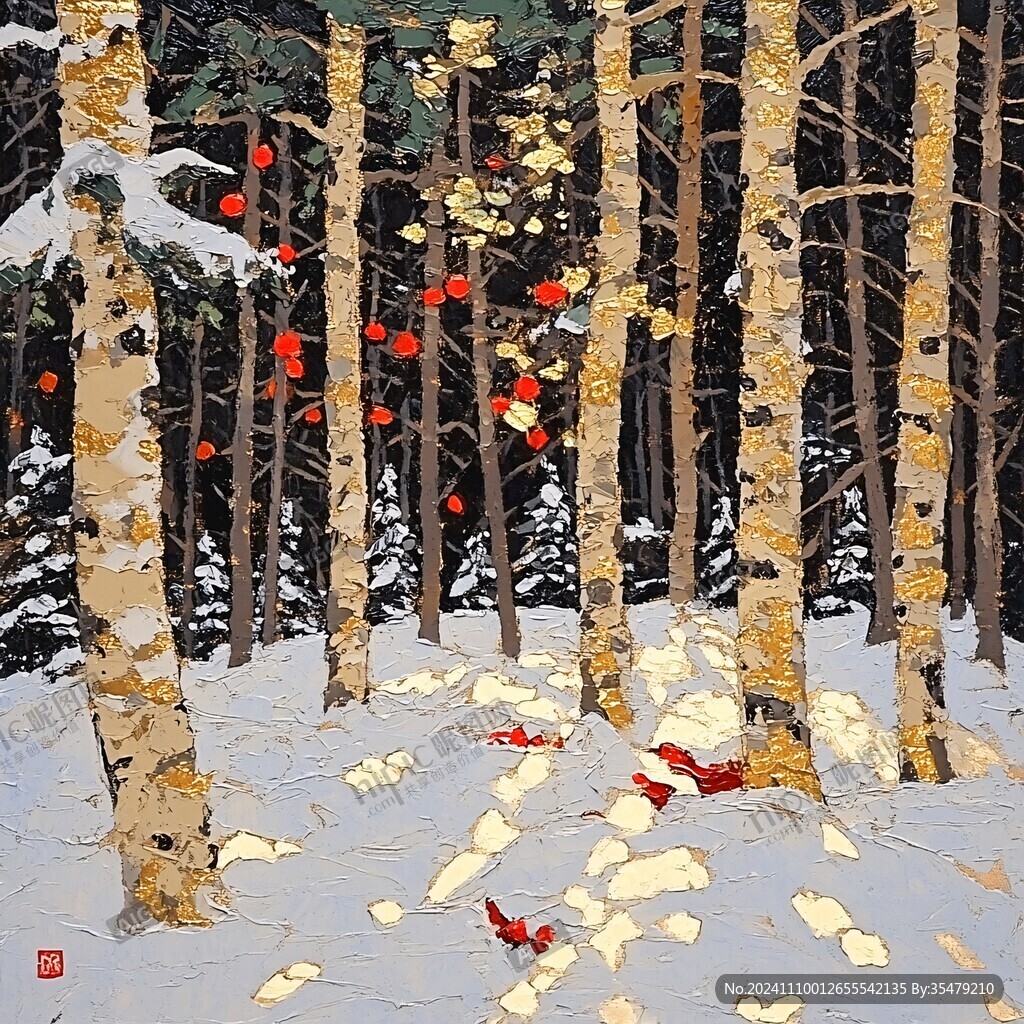 白雪黄叶画