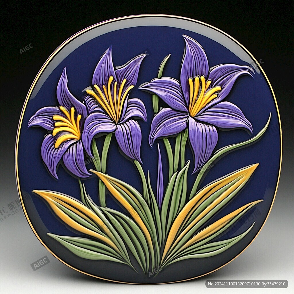 百合花圆型装饰画