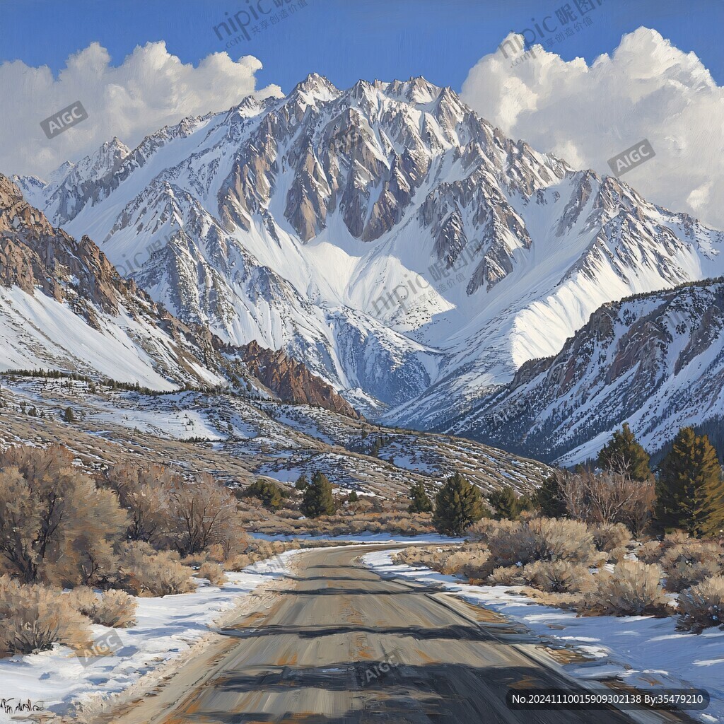 道路伸向雪山