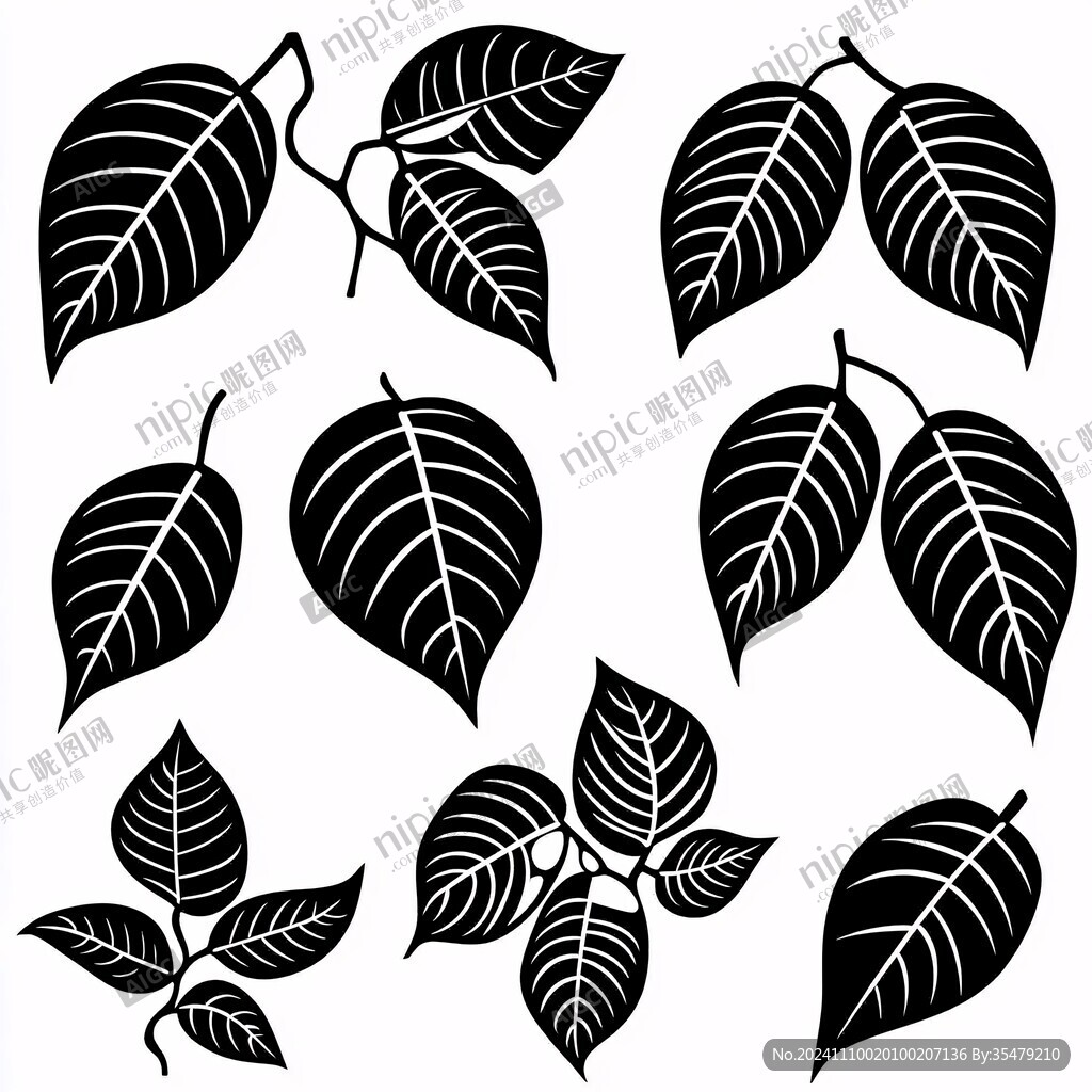 树叶黑白花纹
