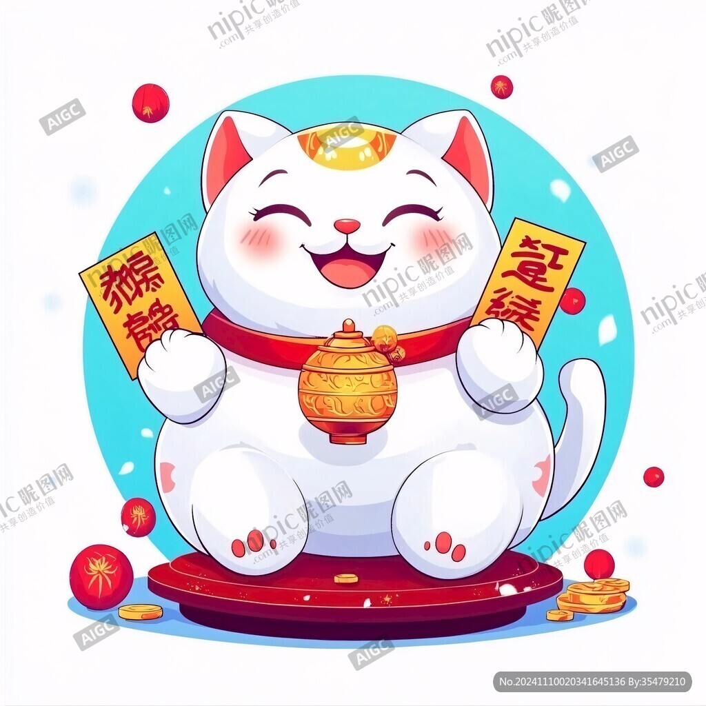 招财猫文创插画