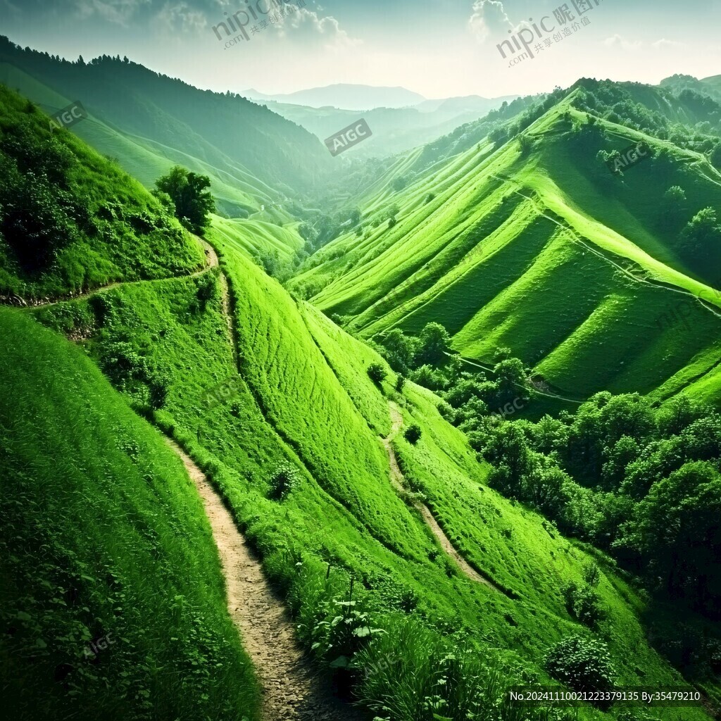 绿色丘陵自然风景
