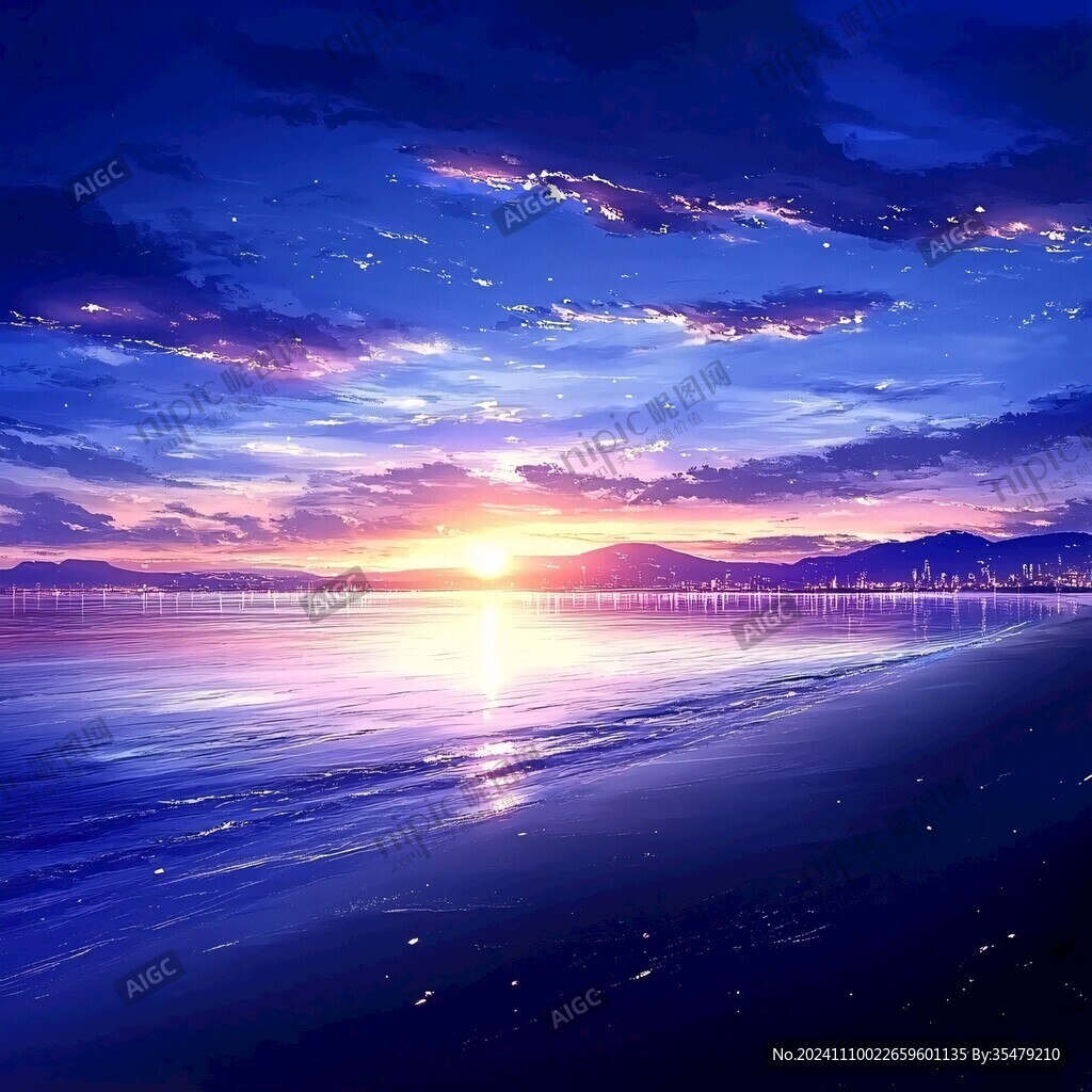 插画海洋辽阔