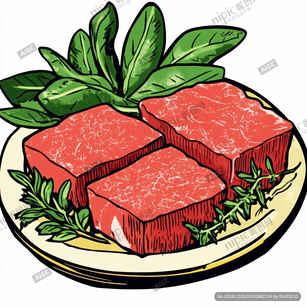 雪花牛肉插画