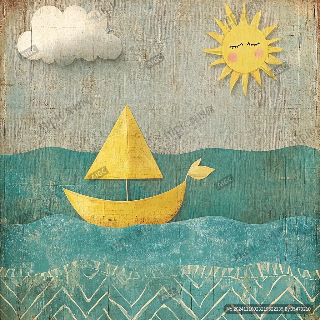 儿童场景海船图案