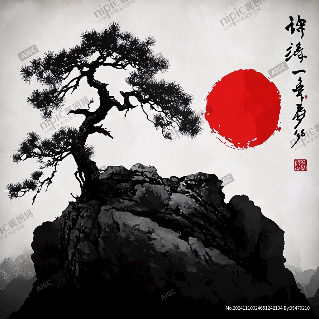 迎客松水墨