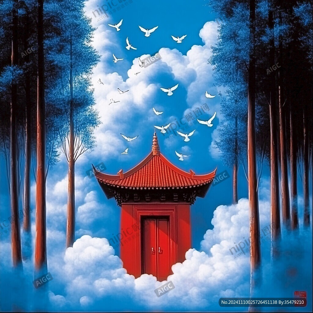 天界晓钟风景插画