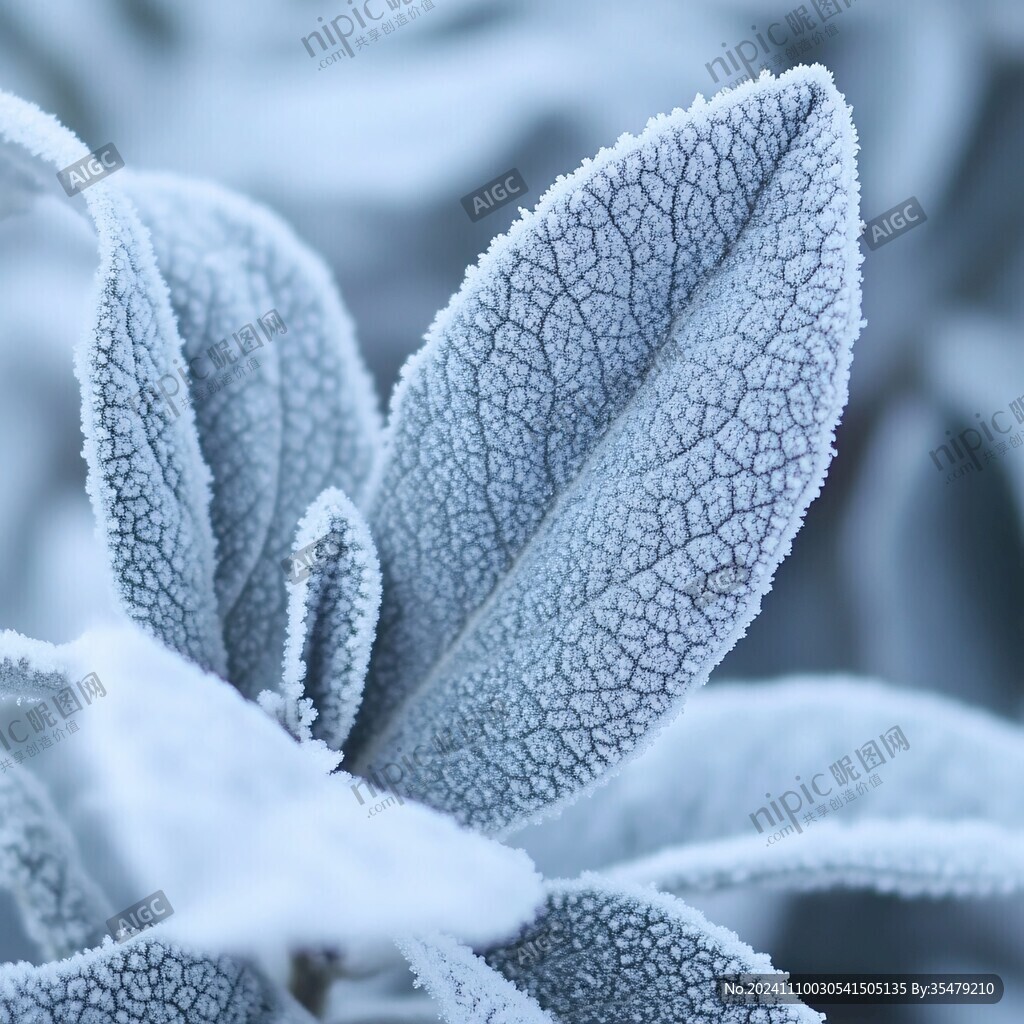 绿化植物打霜的叶子