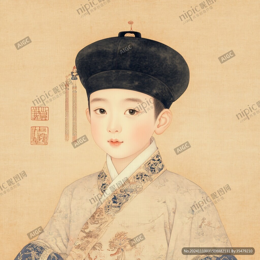 清朝人物型男文创插画