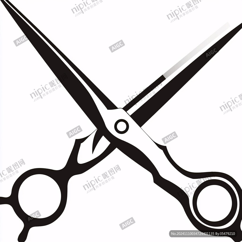 图案手绘理发剪刀工具
