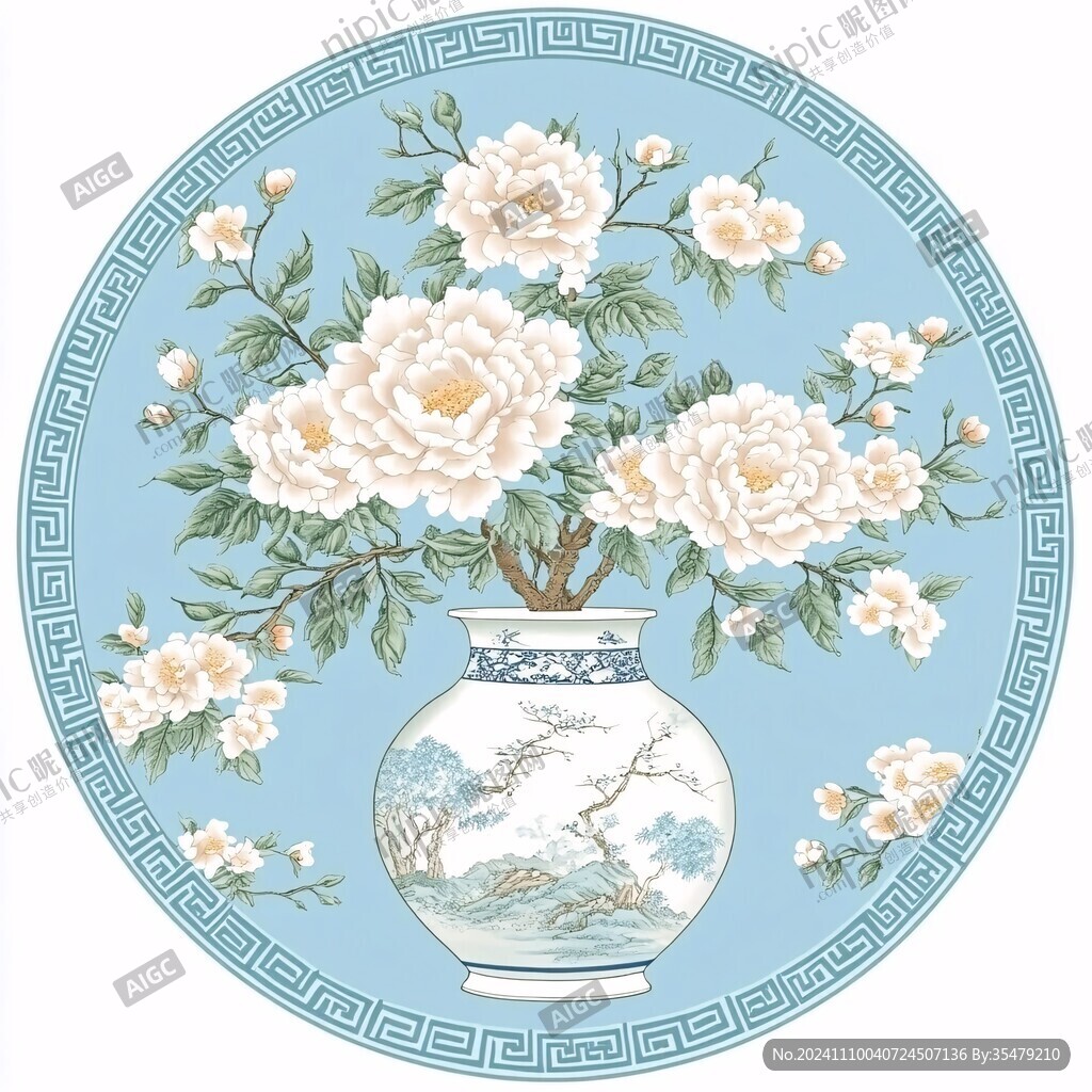 国潮古风陶瓷插画