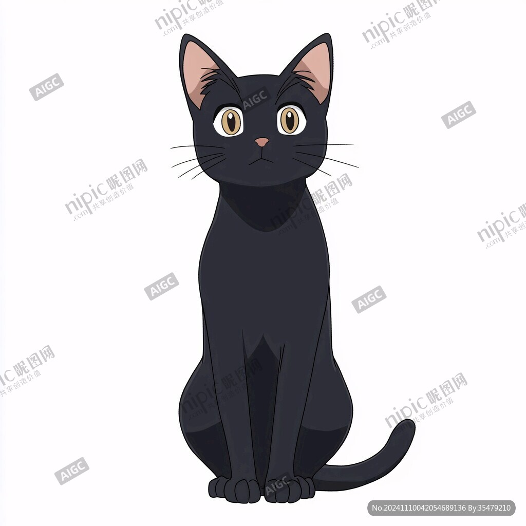 卡通小黑猫