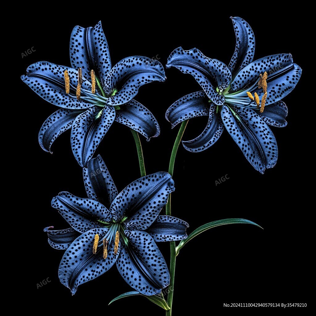 黑底百合花