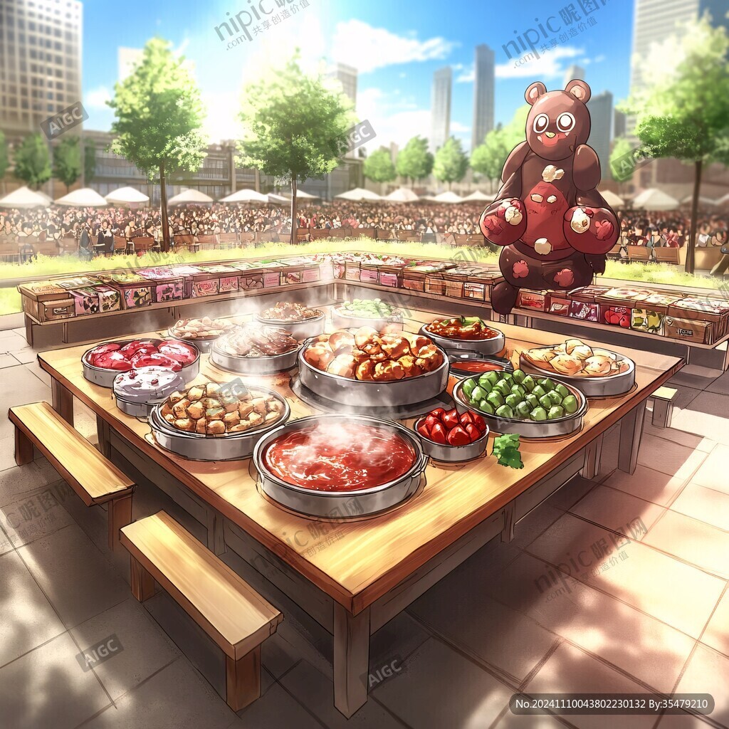 美食街插画