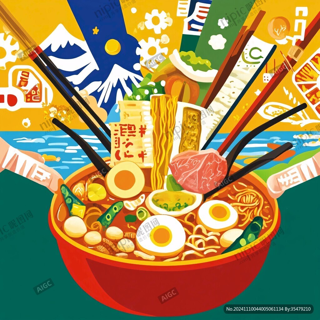 美味拉面插画