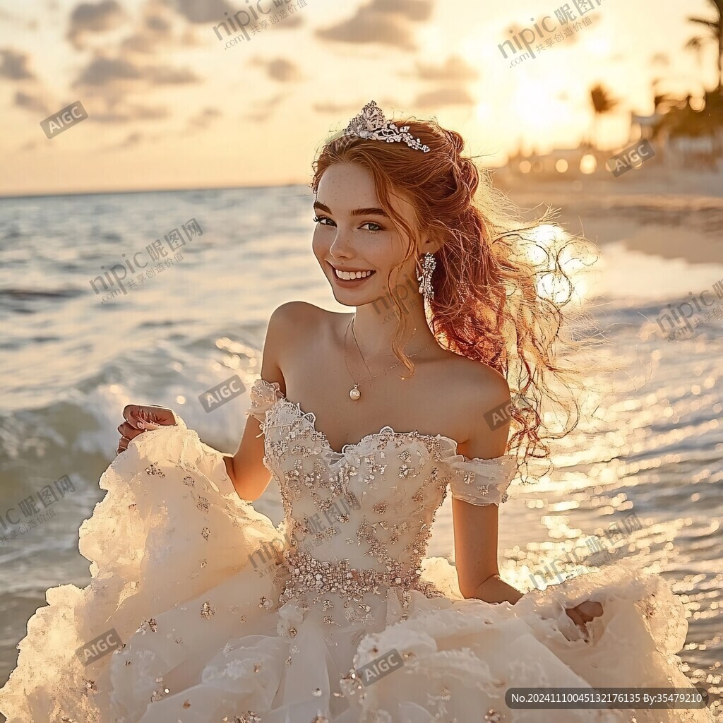 海边落日复古婚礼
