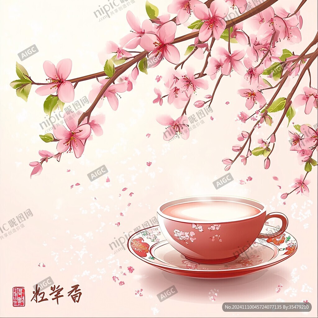 手绘樱花海报