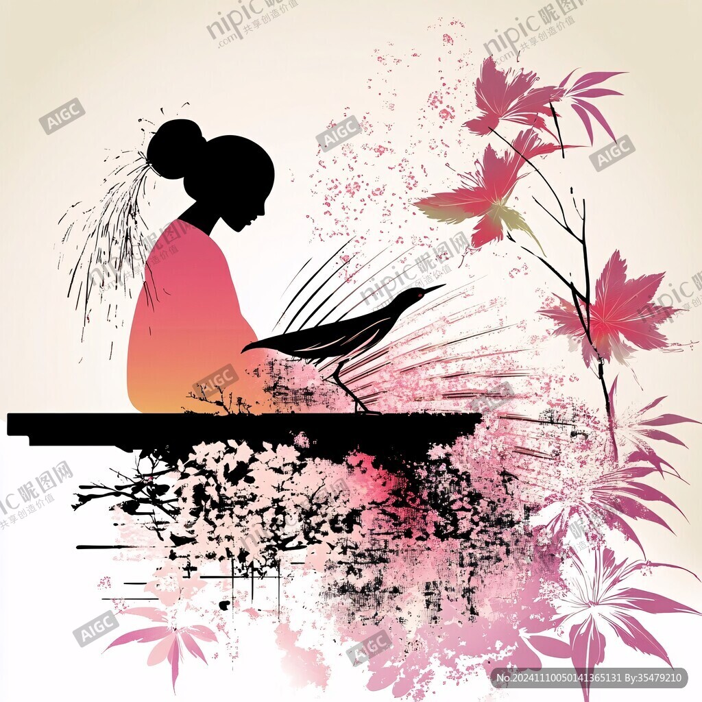 弹古筝插画