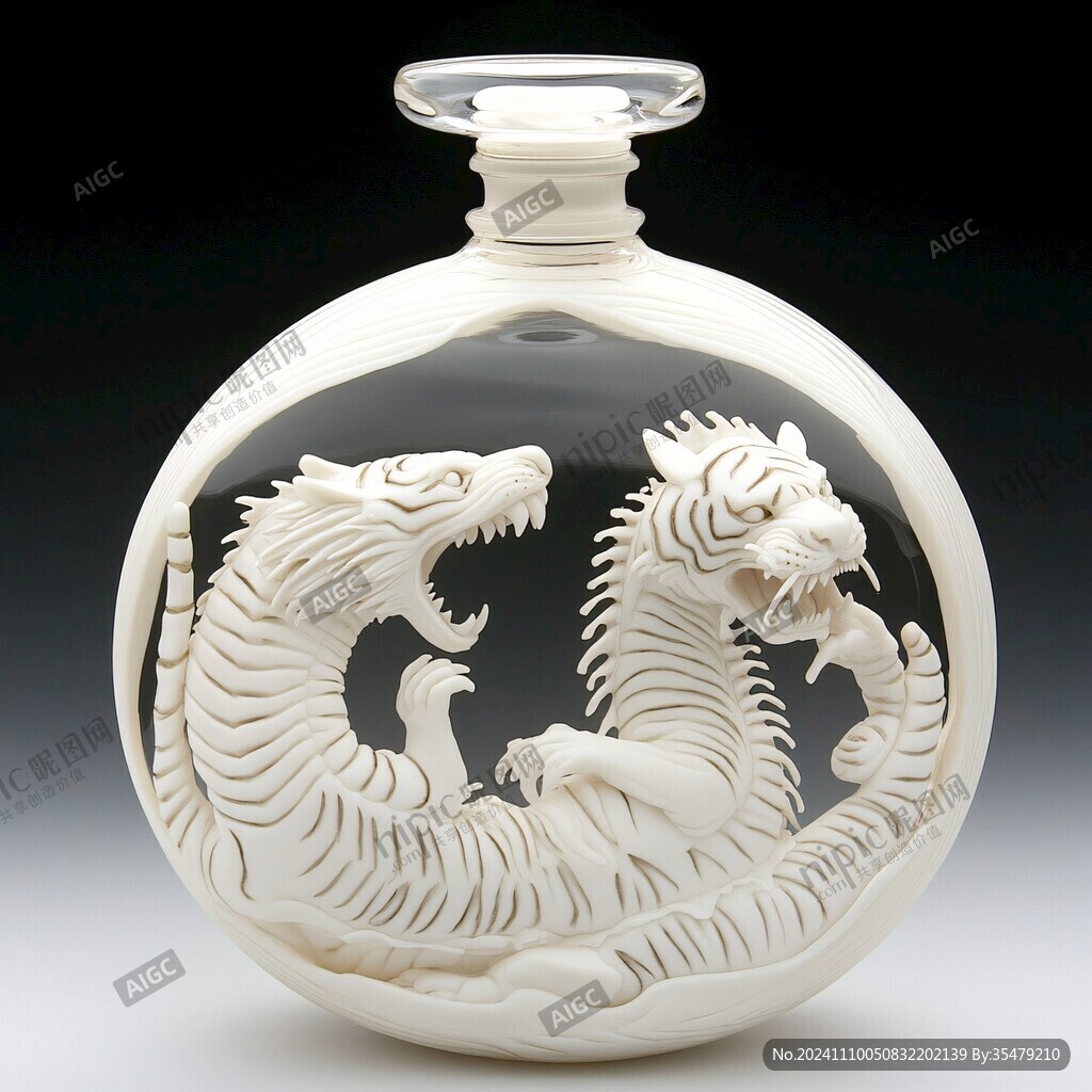 白酒瓶设计双龙戏珠