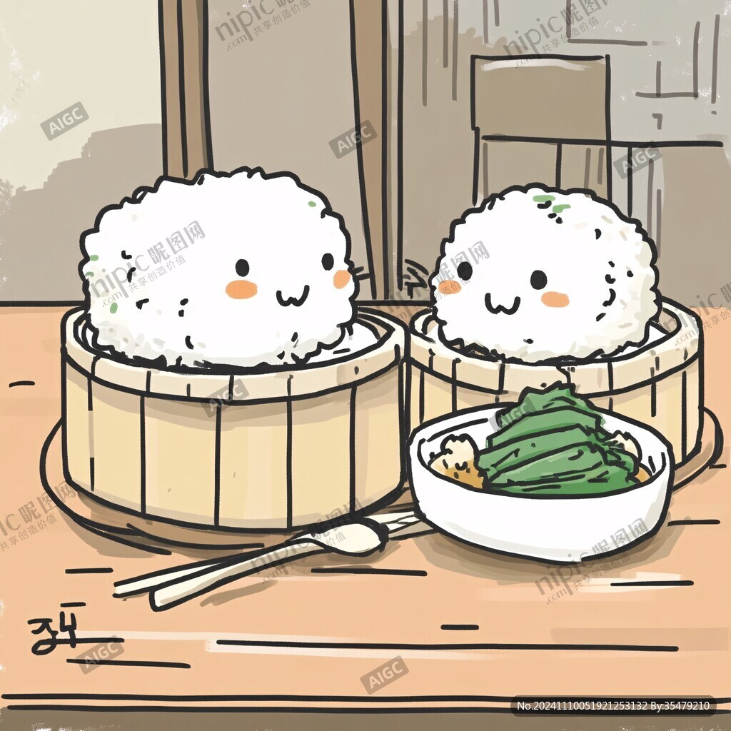 木桶饭插画