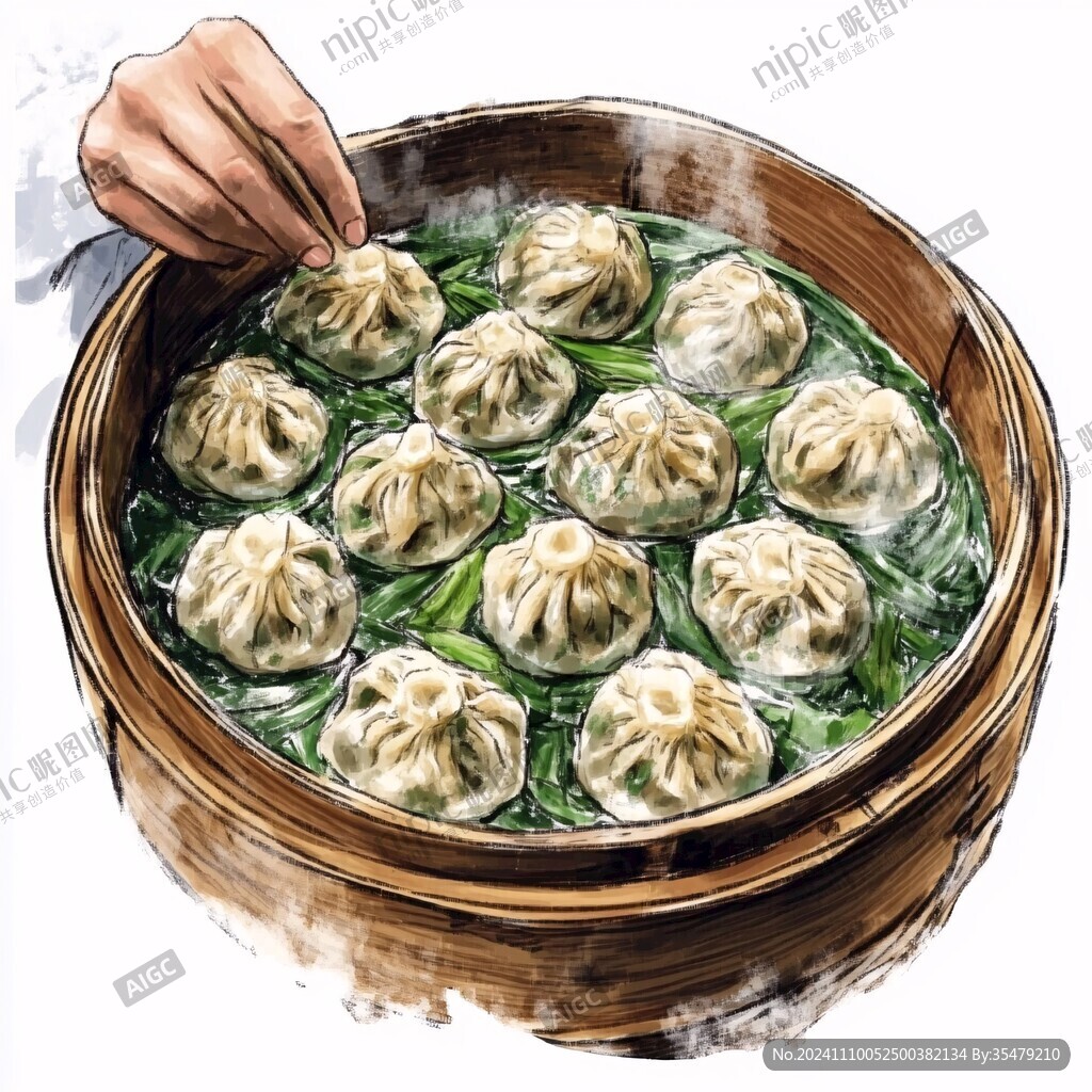 南翔小笼包插画