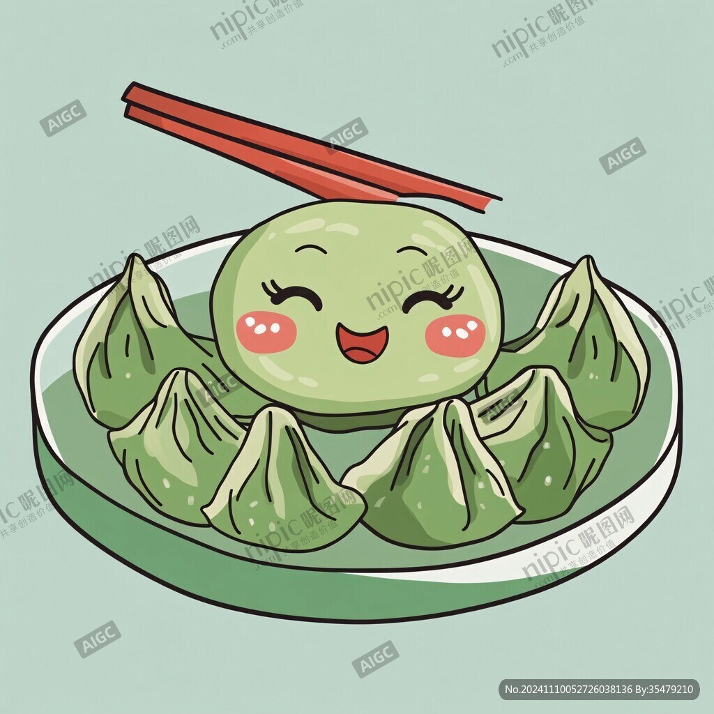红豆味青团插画