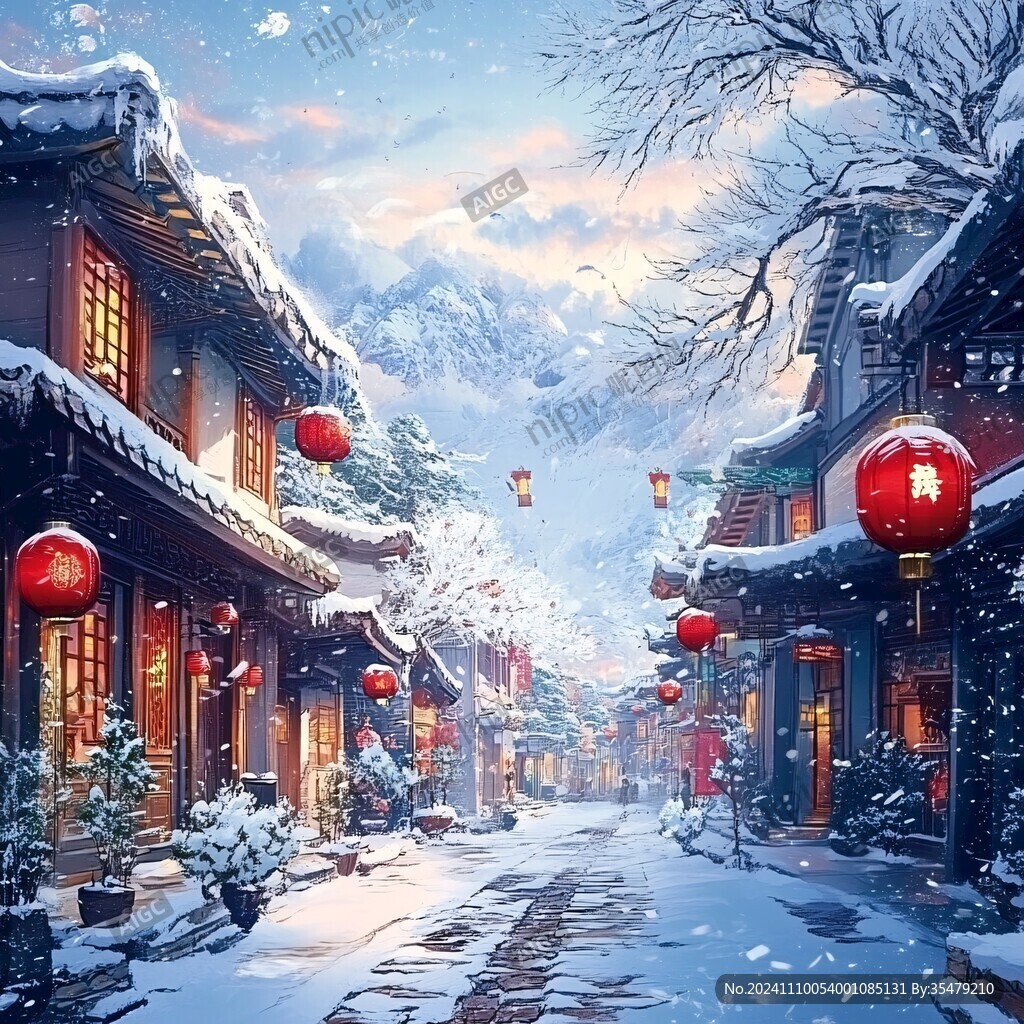 雪景古风插画