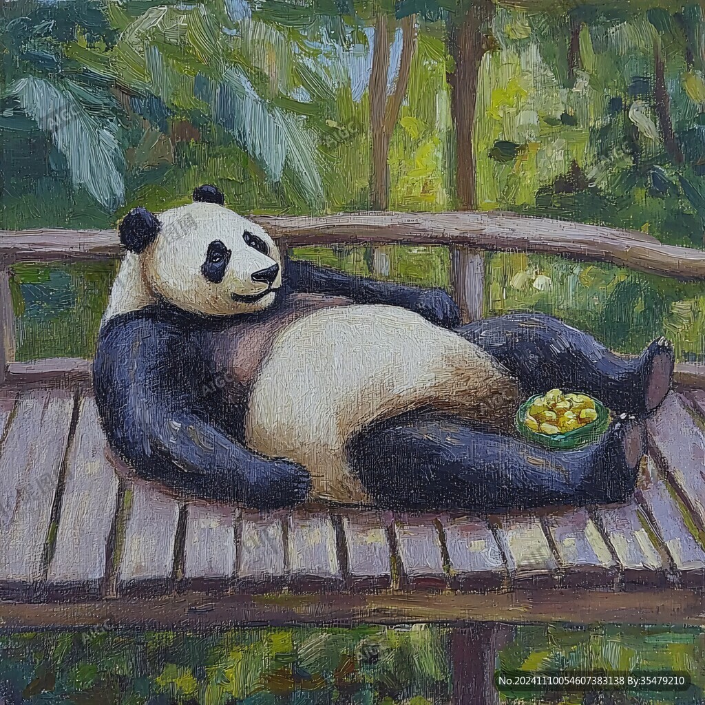 熊猫油画