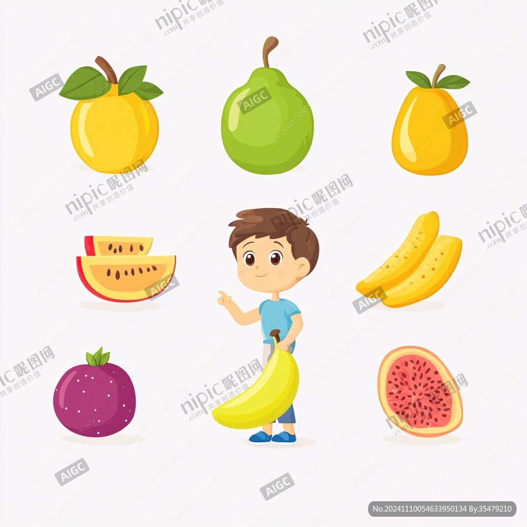 小朋友手拿水果