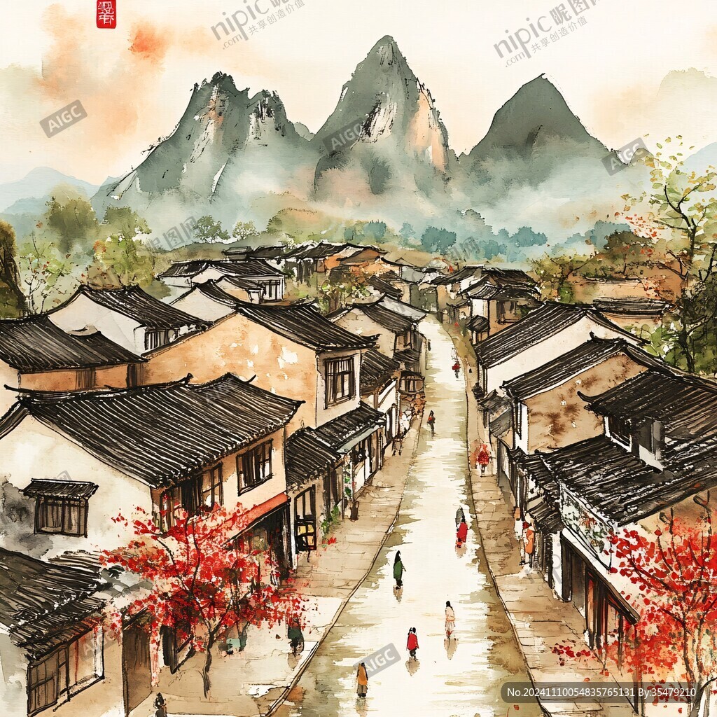 宏村城市插画