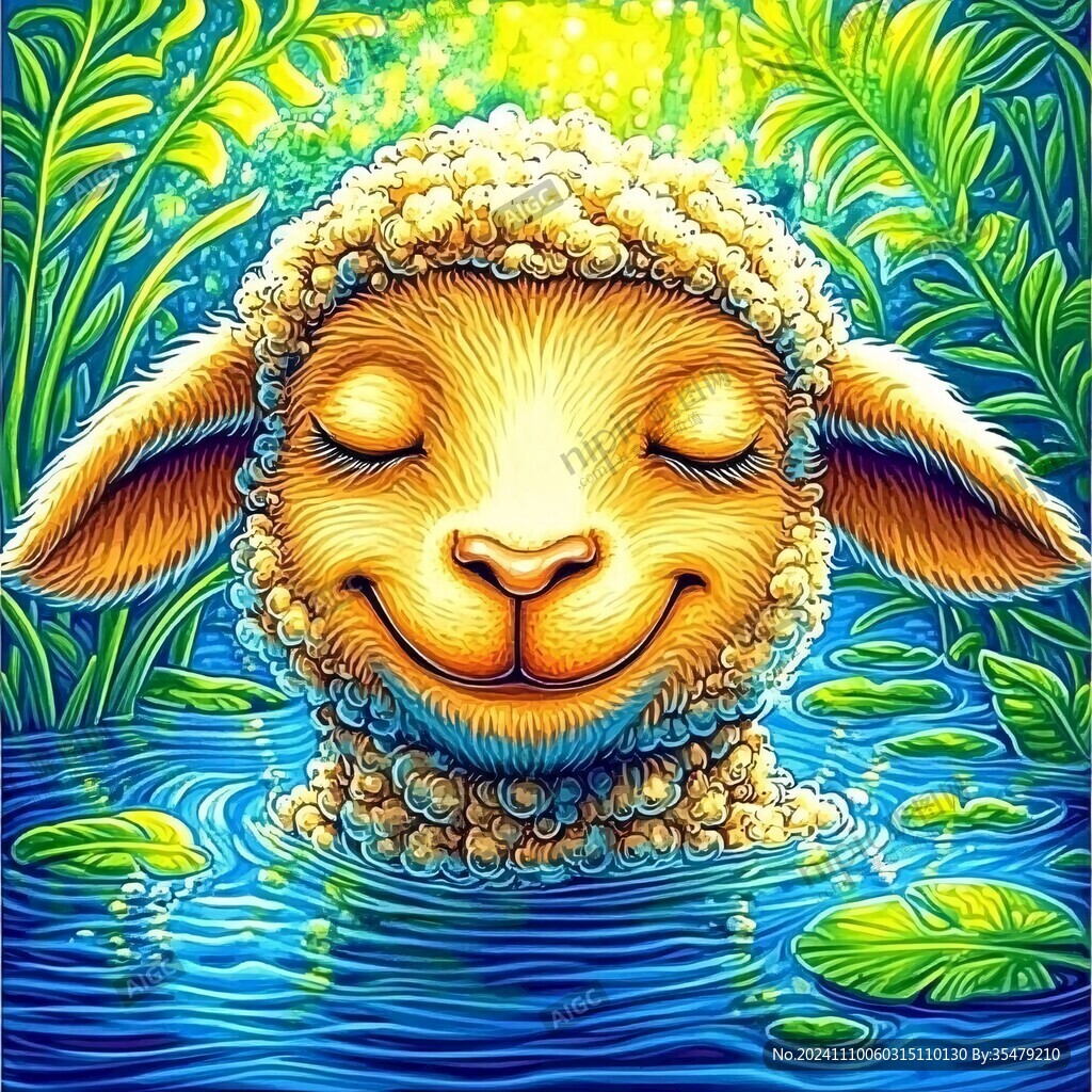 手绘梦幻羊风格装饰画