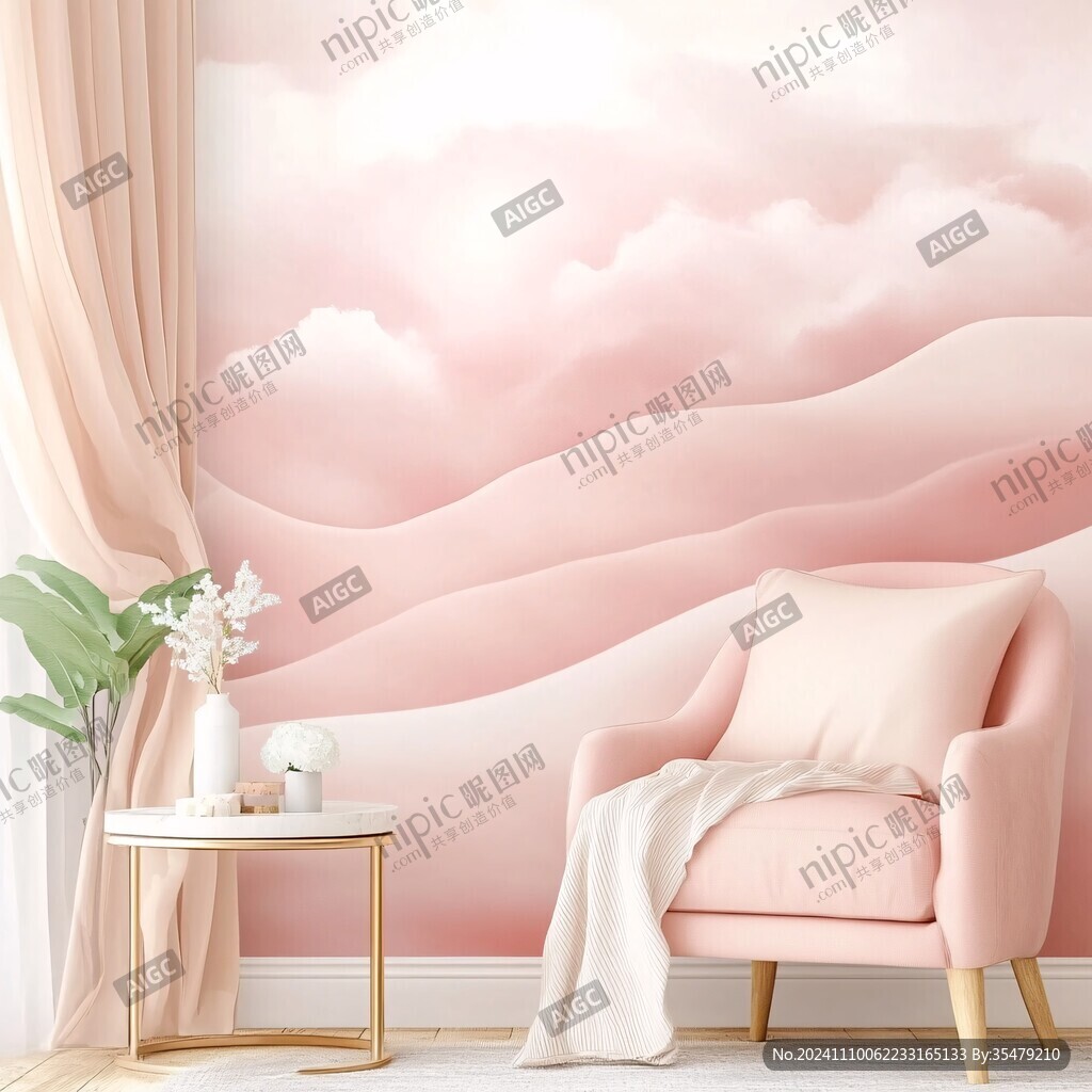 粉嫩系壁画设计