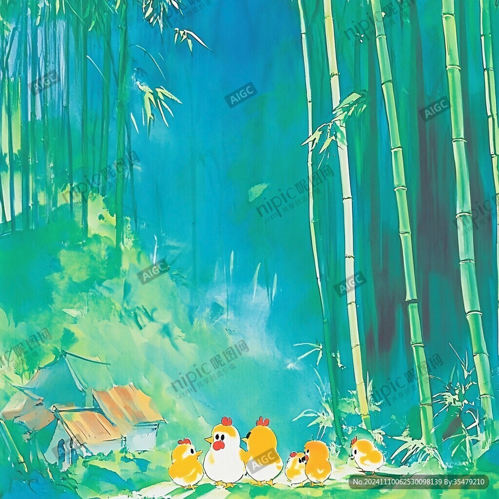 竹筒鸡插画