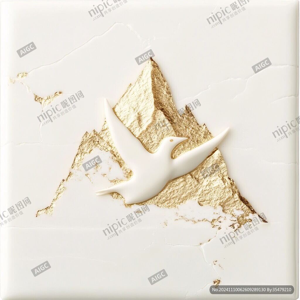 新中式烫金金箔山水