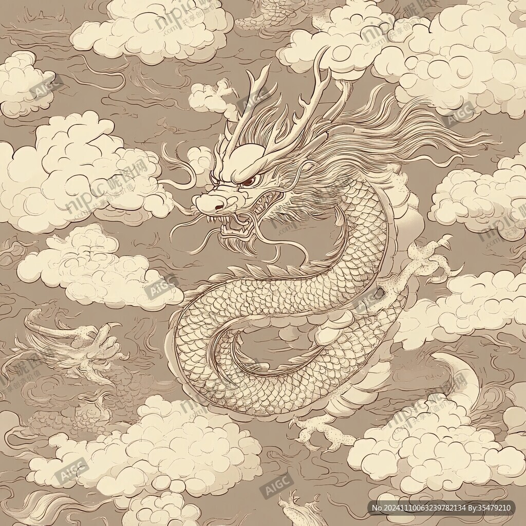 龙年烫金插画
