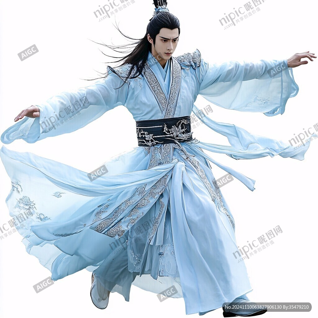 蓝色古装衣服