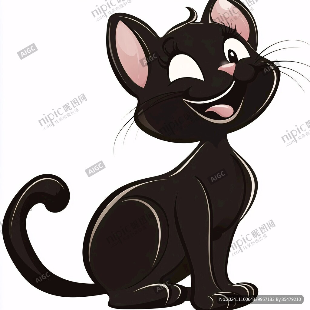 卡通小黑猫