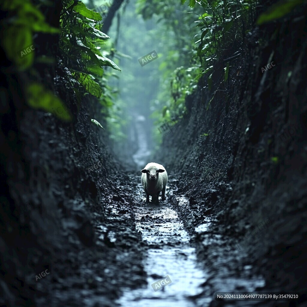 奔跑在雨中的狗