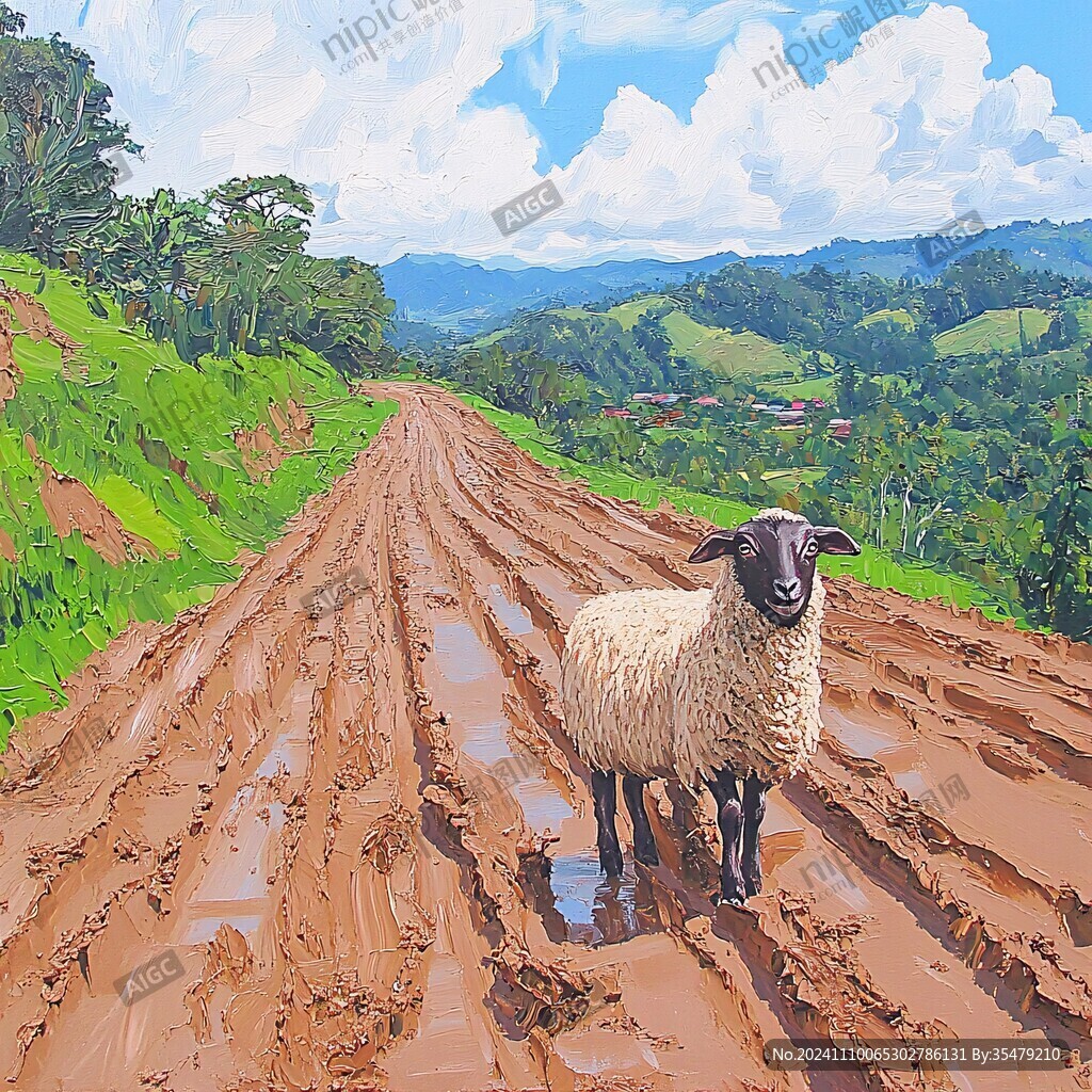 滩羊插画