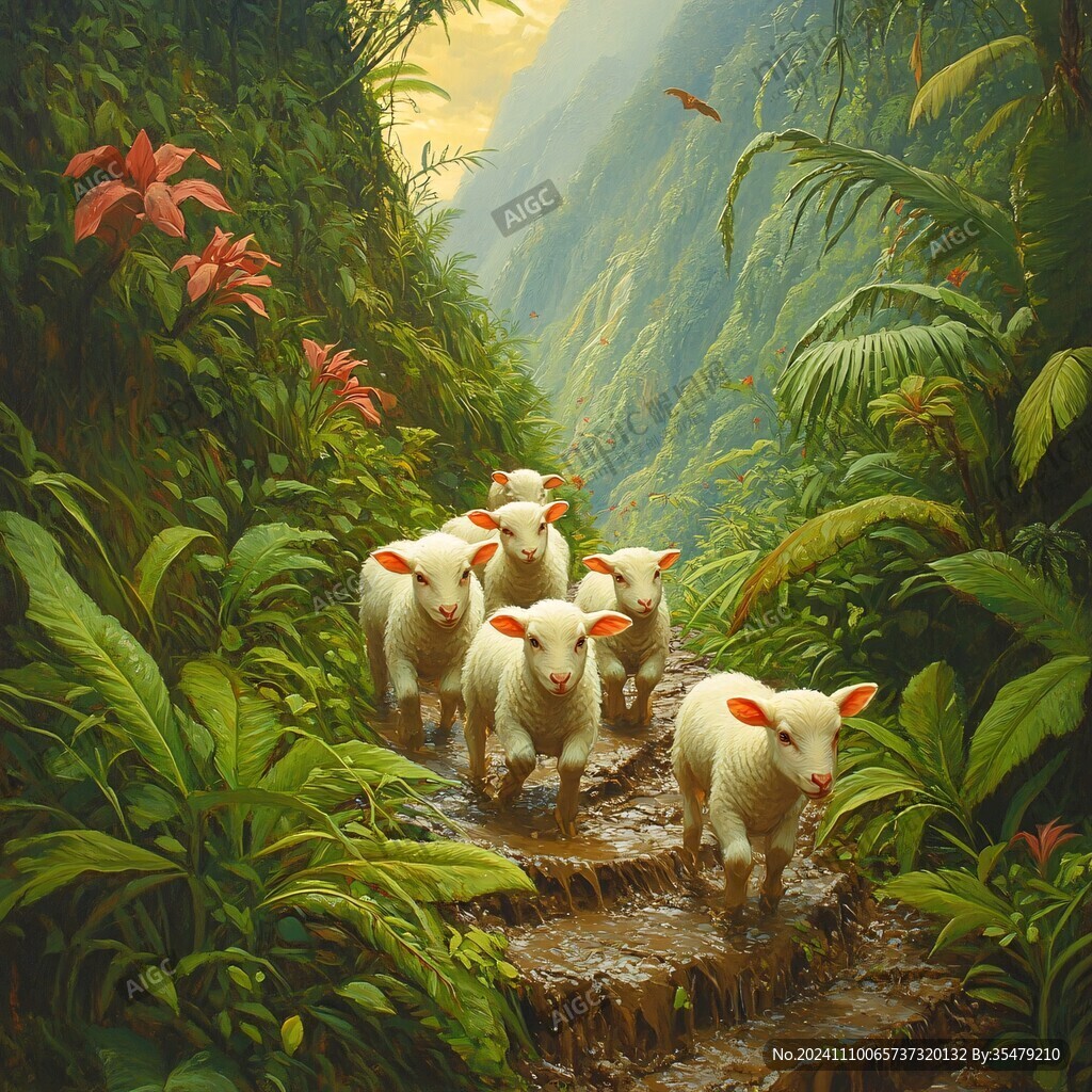 动物风景油画