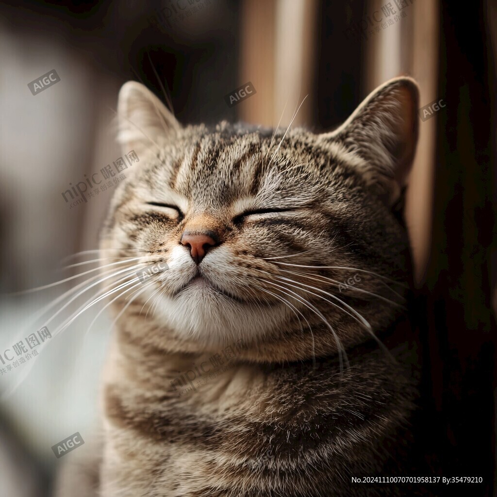 闭着眼睛的猫咪