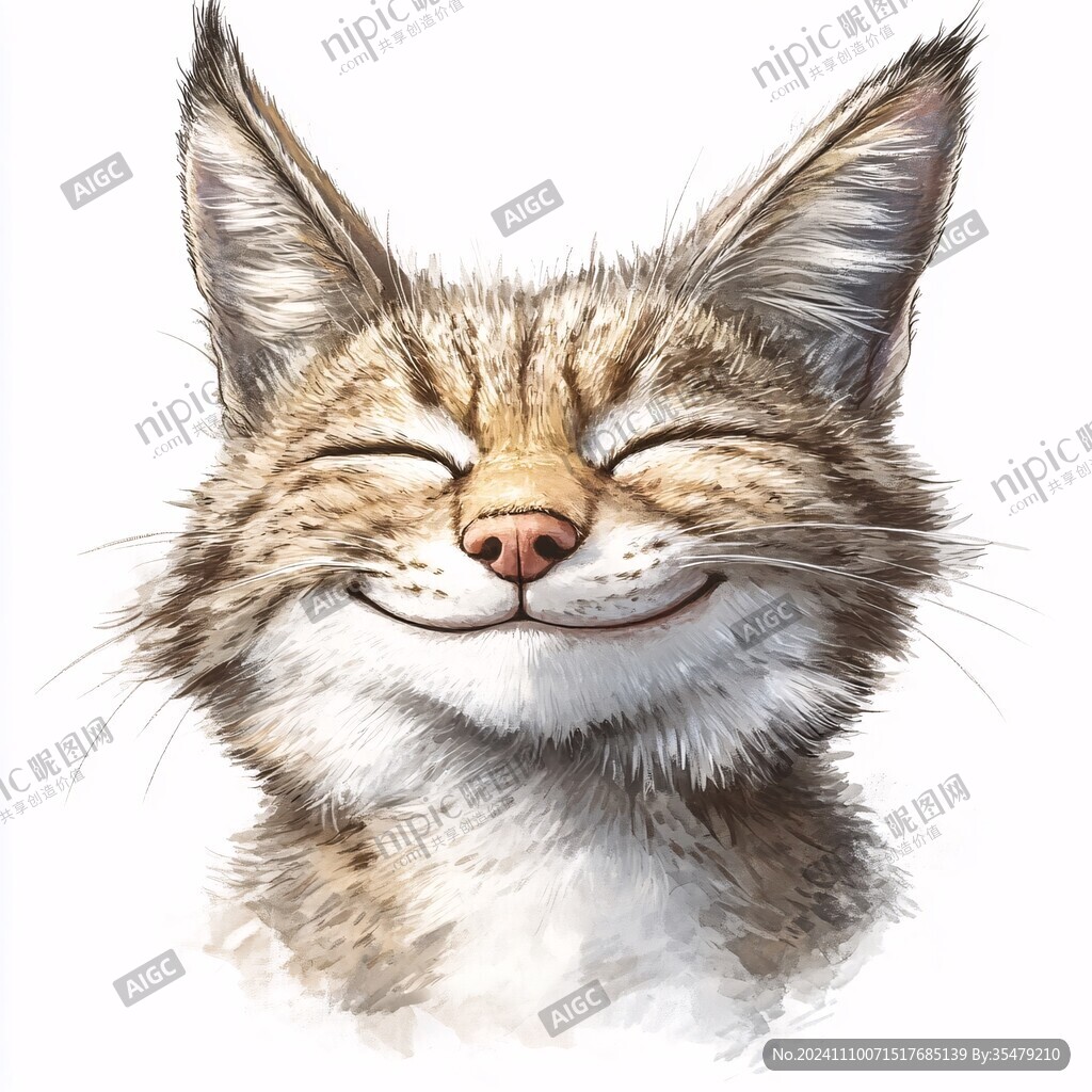 开心的猫插画