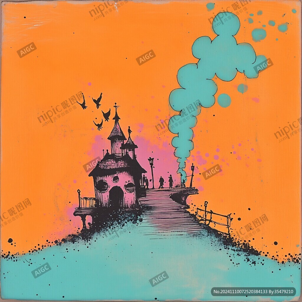 粉色城堡插画