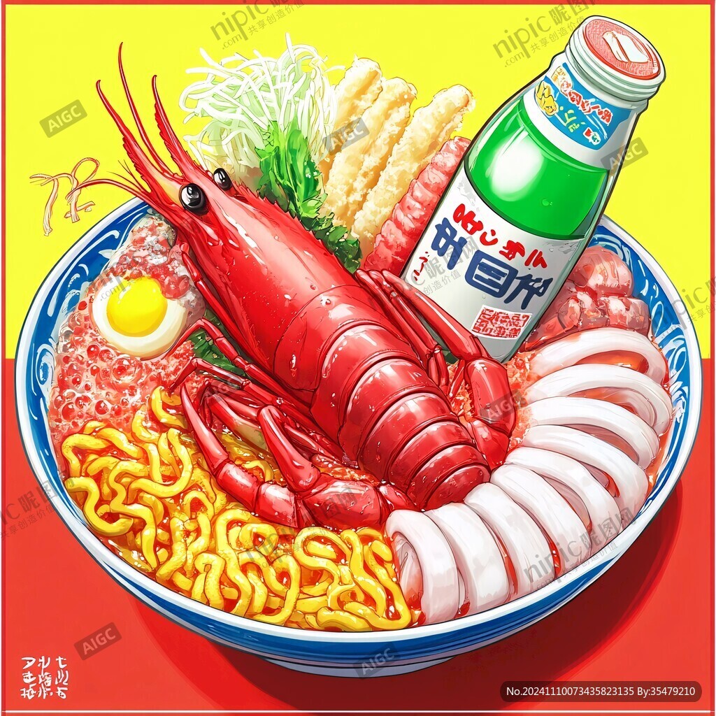 虾子面插画